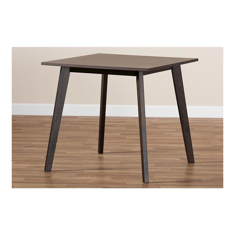 Britte Mid-Century Modern Dark Oak Brown Finished Square Wood Dining Table