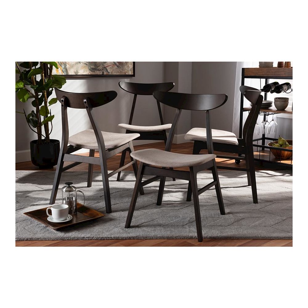 Dark Oak Brown Finished 4-Piece Wood Dining Chair Set Set