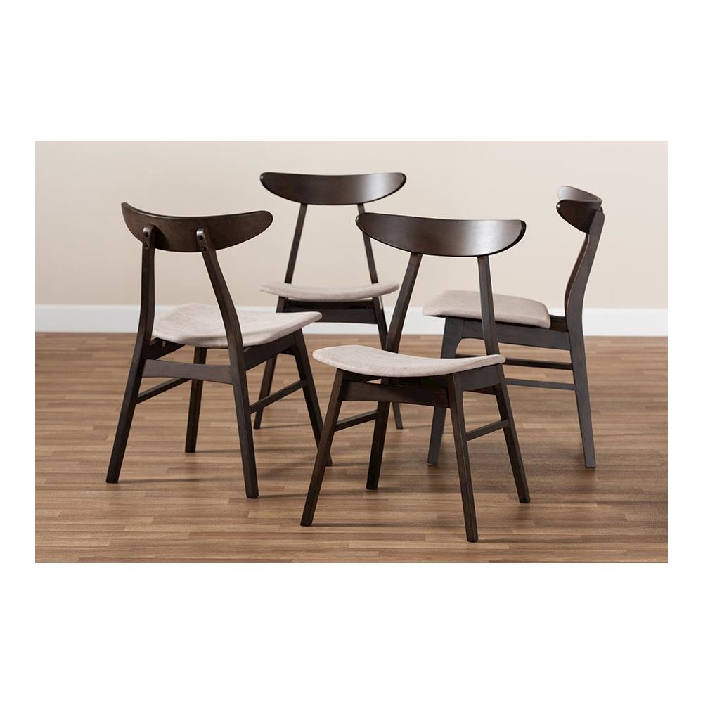 Dark Oak Brown Finished 4-Piece Wood Dining Chair Set Set