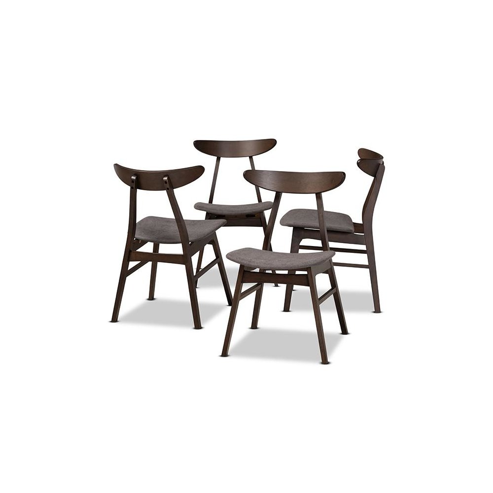 Dark Oak Brown Finished 4-Piece Wood Dining Chair Set Set