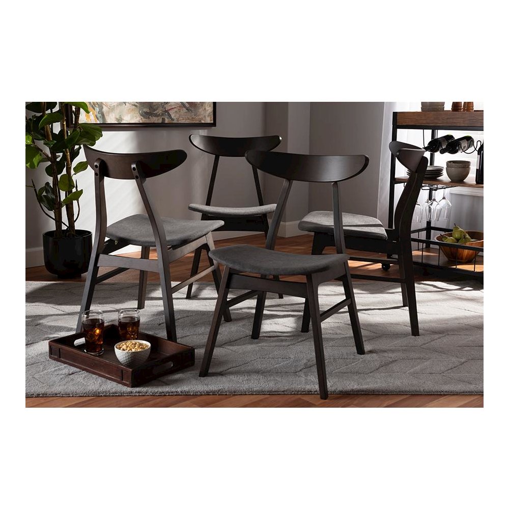 Dark Oak Brown Finished 4-Piece Wood Dining Chair Set Set