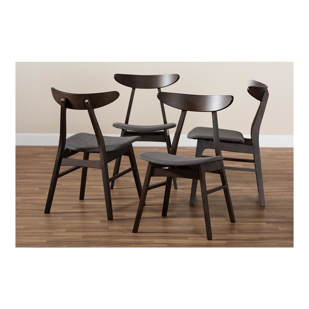 Dark Oak Brown Finished 4-Piece Wood Dining Chair Set Set