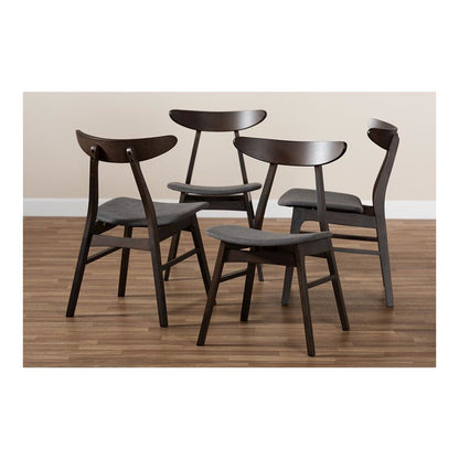 Dark Oak Brown Finished 4-Piece Wood Dining Chair Set Set