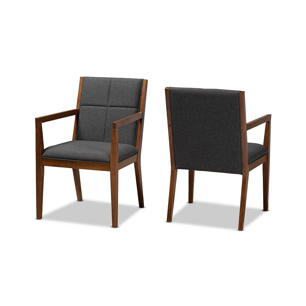 Baxton Studio Theresa Dark Grey and Walnut Effect 2-Piece Chair Set