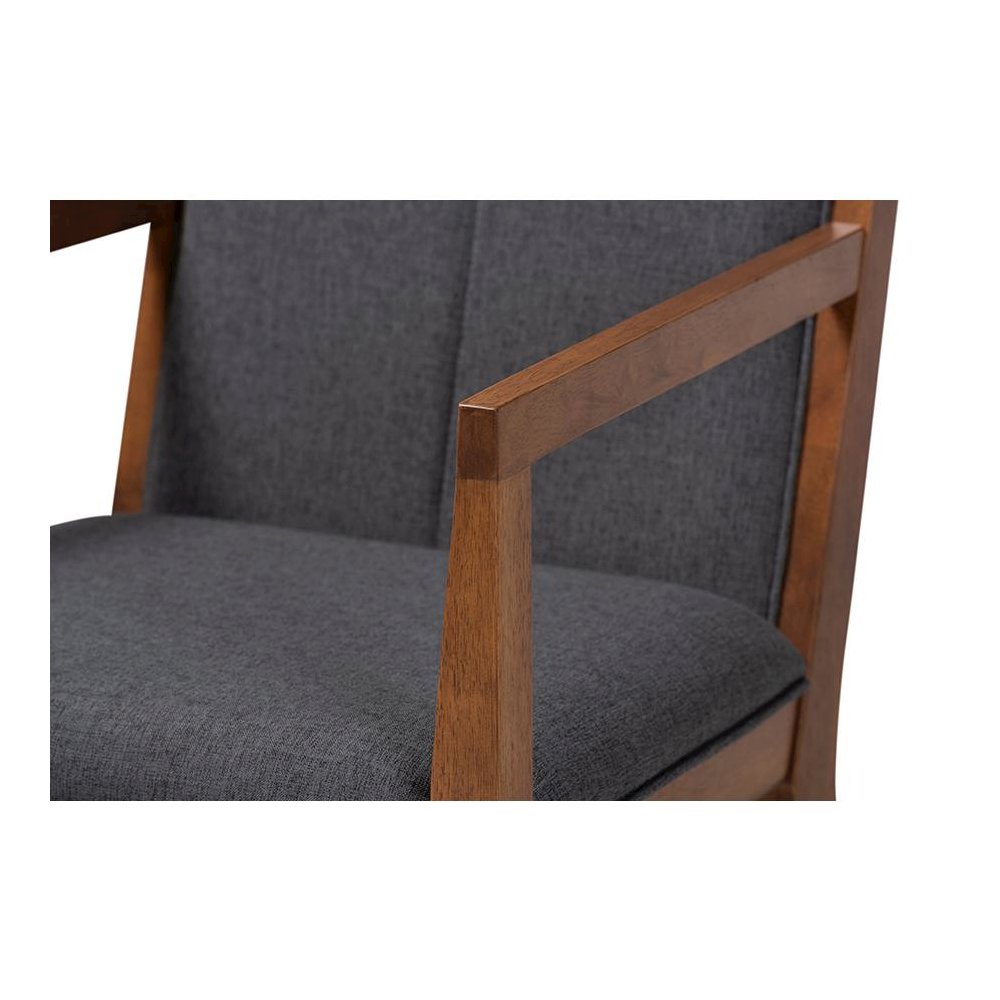Baxton Studio Theresa Dark Grey and Walnut Effect 2-Piece Chair Set