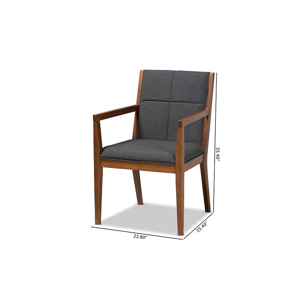 Baxton Studio Theresa Dark Grey and Walnut Effect 2-Piece Chair Set