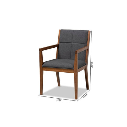 Baxton Studio Theresa Dark Grey and Walnut Effect 2-Piece Chair Set