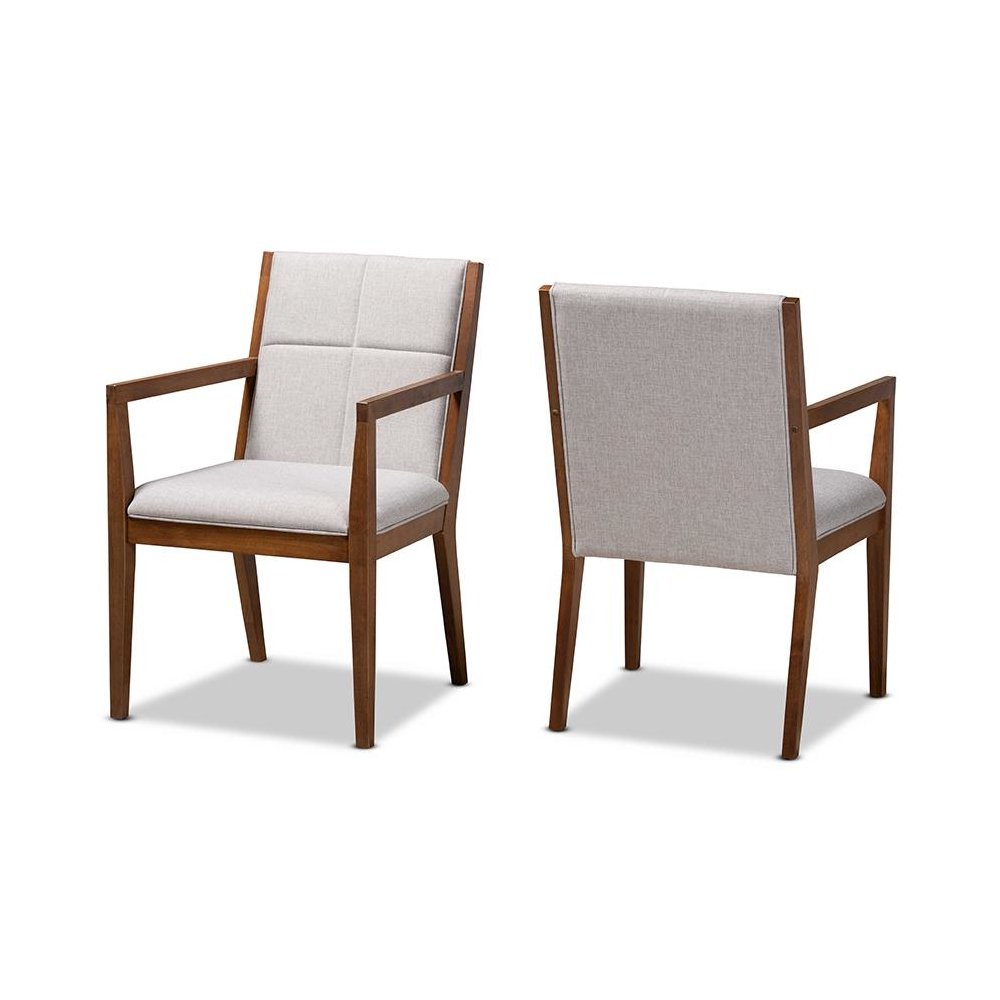 Baxton Studio Theresa Greige and Walnut Effect 2-Piece Chair Set
