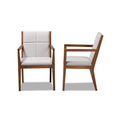 Baxton Studio Theresa Greige and Walnut Effect 2-Piece Chair Set