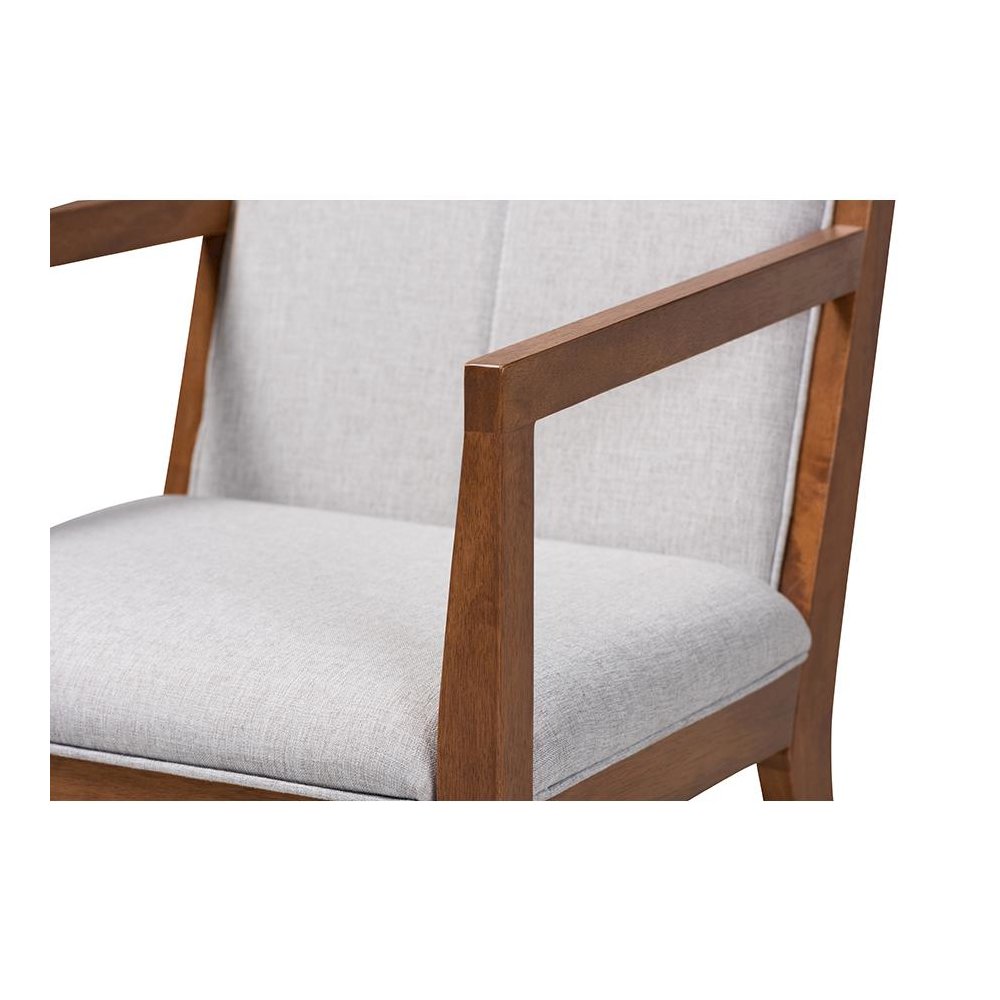Baxton Studio Theresa Greige and Walnut Effect 2-Piece Chair Set