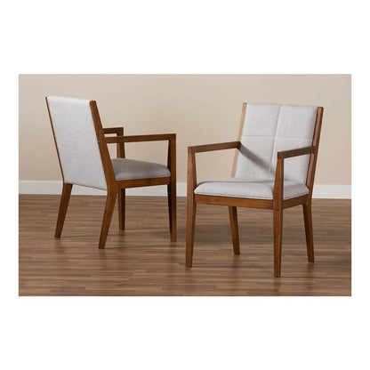 Baxton Studio Theresa Greige and Walnut Effect 2-Piece Chair Set