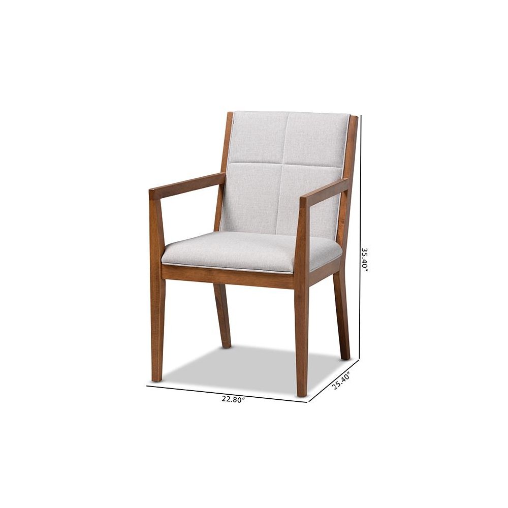 Baxton Studio Theresa Greige and Walnut Effect 2-Piece Chair Set
