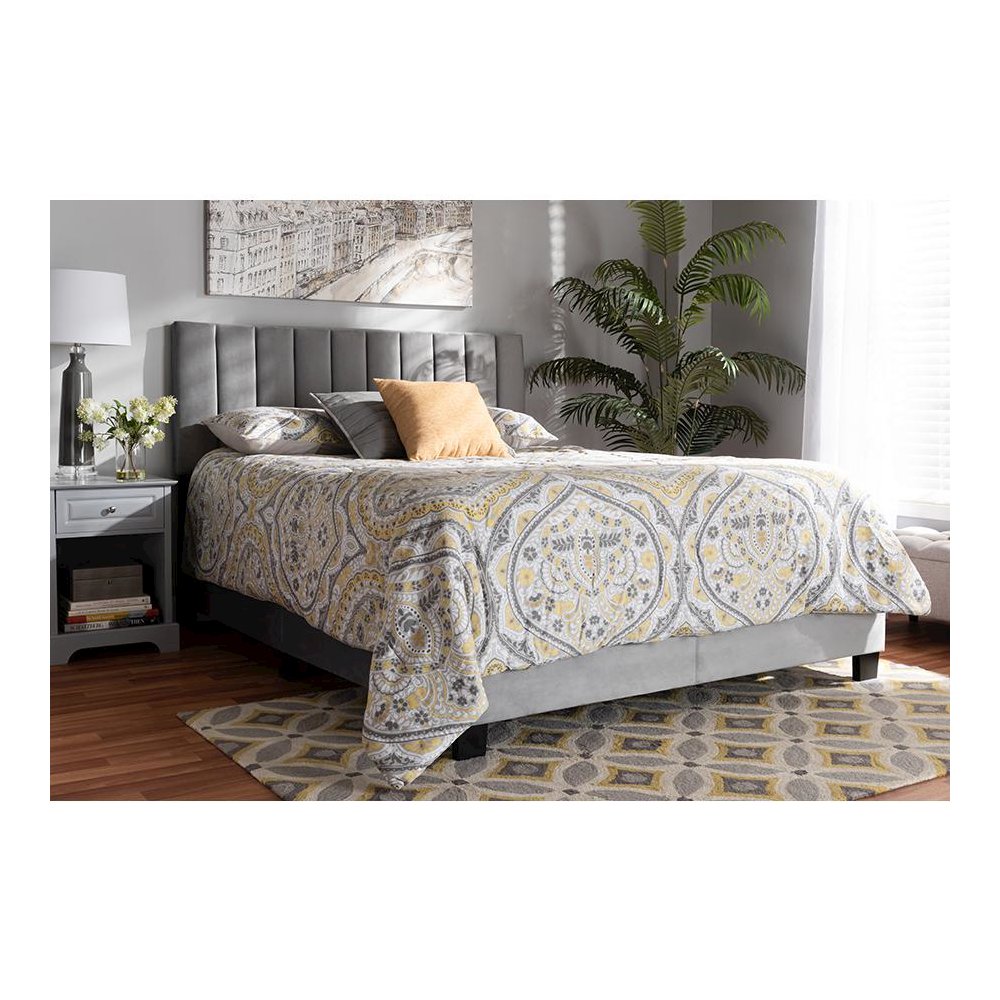 Full Size Panel Bed with Channel Tufted Headboard