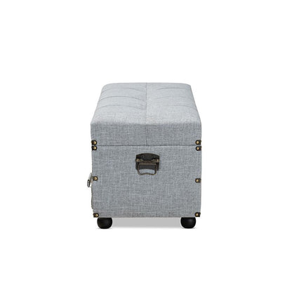 Flynn Modern Transitional Grey Fabric Upholstered 2-Drawer Storage Trunk Ottoman