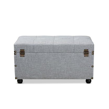 Flynn Modern Transitional Grey Fabric Upholstered 2-Drawer Storage Trunk Ottoman