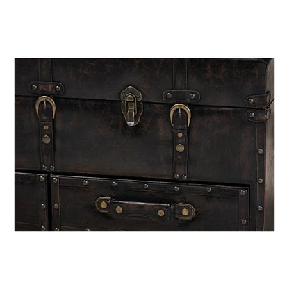 Leather Upholstered 2-Drawer Storage Trunk Ottoman