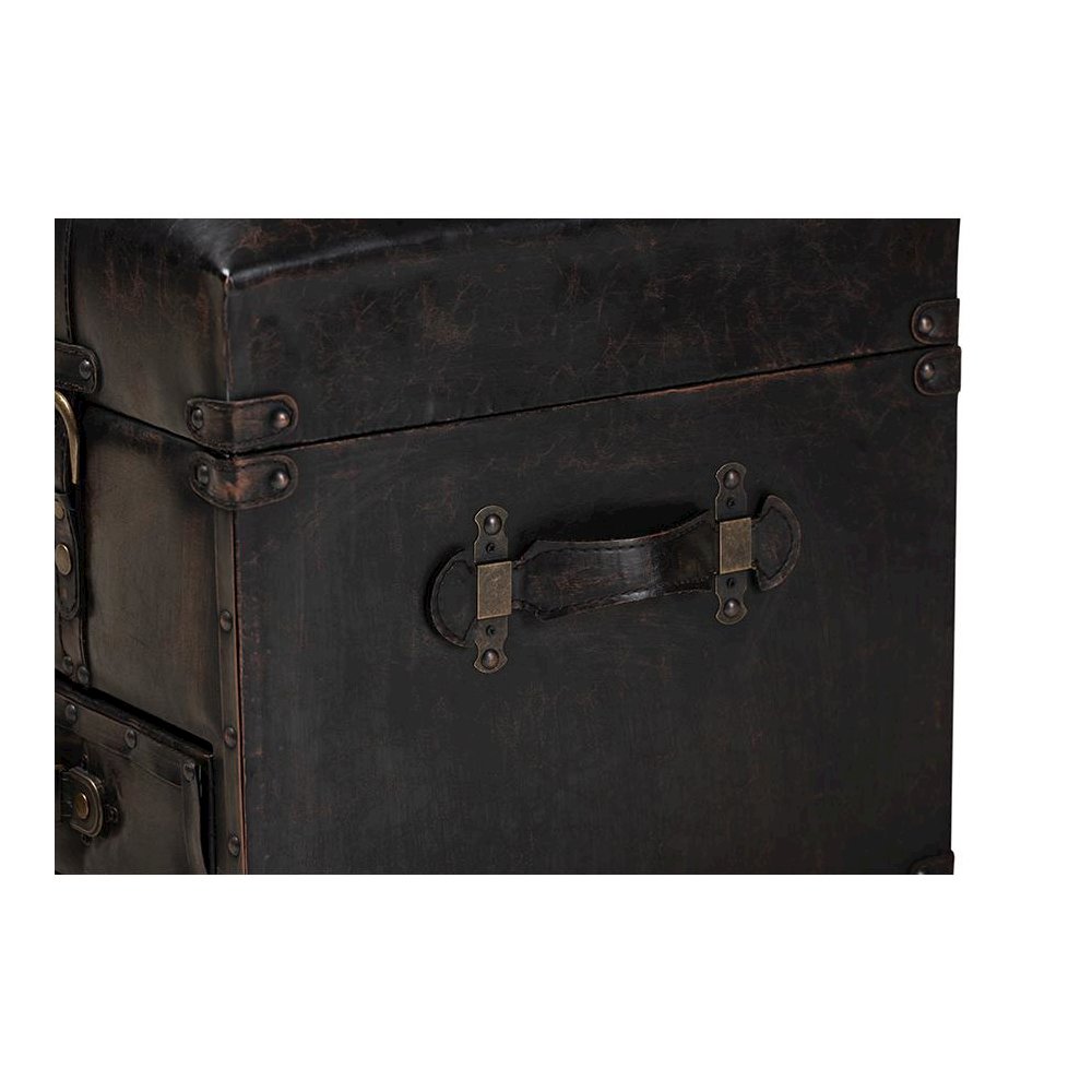 Leather Upholstered 2-Drawer Storage Trunk Ottoman