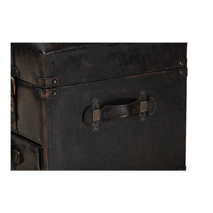 Leather Upholstered 2-Drawer Storage Trunk Ottoman