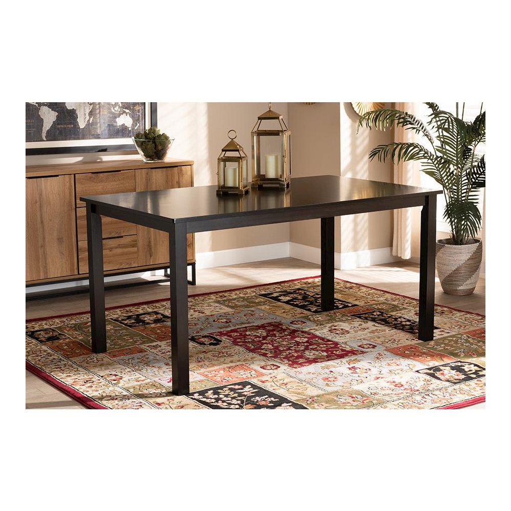 Espresso Brown Finished Rectangular Wood Dining Table