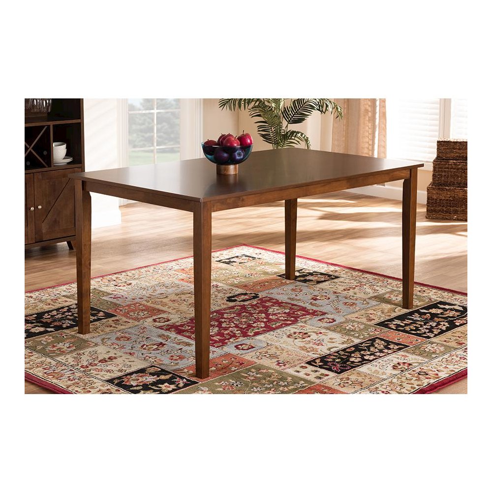 Walnut Brown Finished Rectangular Wood Dining Table