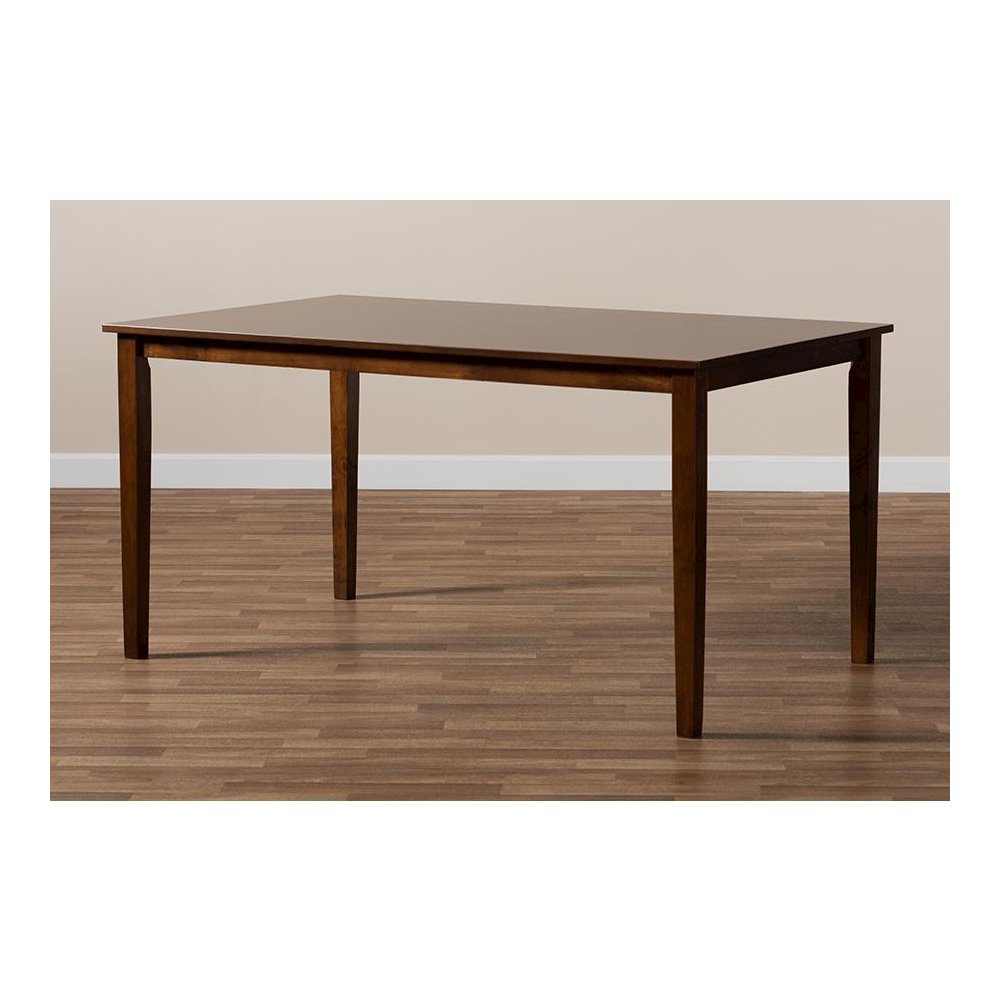 Walnut Brown Finished Rectangular Wood Dining Table