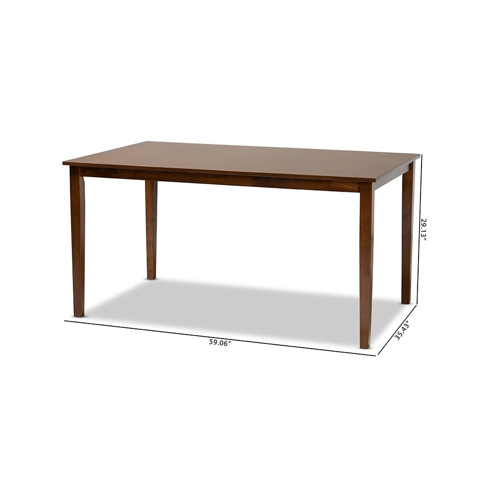 Walnut Brown Finished Rectangular Wood Dining Table