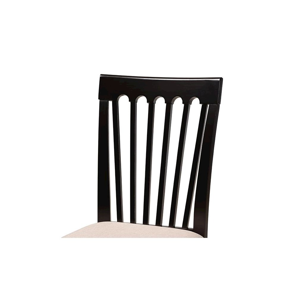 Sand Fabric Upholstered and Dark Brown Finished Wood 7-Piece Dining Set