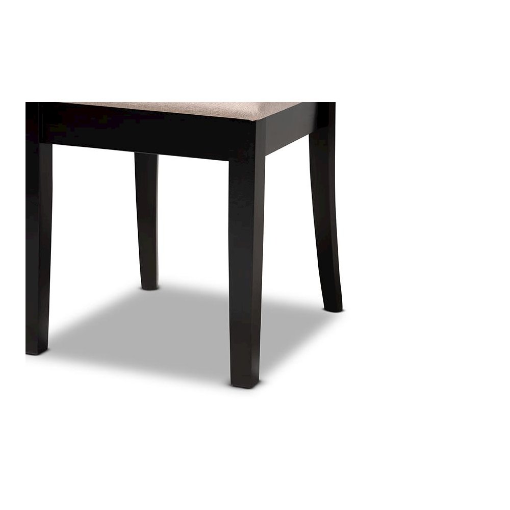 Sand Fabric Upholstered and Dark Brown Finished Wood 7-Piece Dining Set