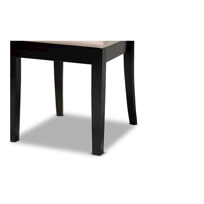 Sand Fabric Upholstered and Dark Brown Finished Wood 7-Piece Dining Set