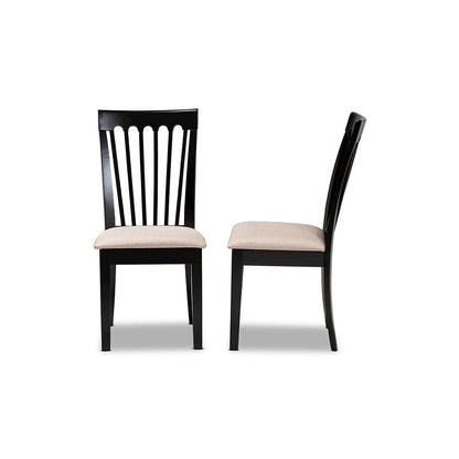 Fabric Upholstered Espresso Brown Finished 2-Piece Wood Dining Chair Set Set