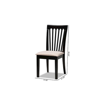 Fabric Upholstered Espresso Brown Finished 2-Piece Wood Dining Chair Set Set