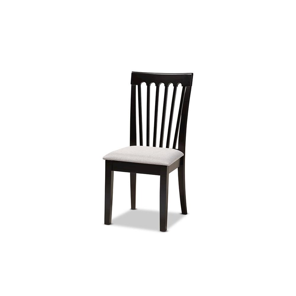 Grey Fabric Upholstered and Dark Brown Finished Wood 7-Piece Dining Set