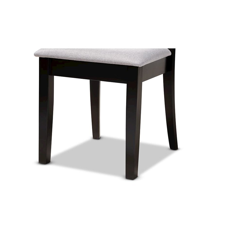 Grey Fabric Upholstered and Dark Brown Finished Wood 7-Piece Dining Set