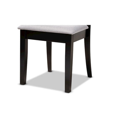 Grey Fabric Upholstered and Dark Brown Finished Wood 7-Piece Dining Set