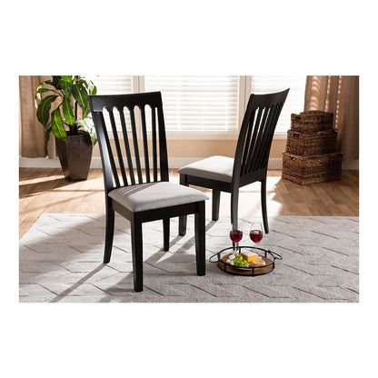 Espresso Brown Finished Wood 2-Piece Dining Chair Set