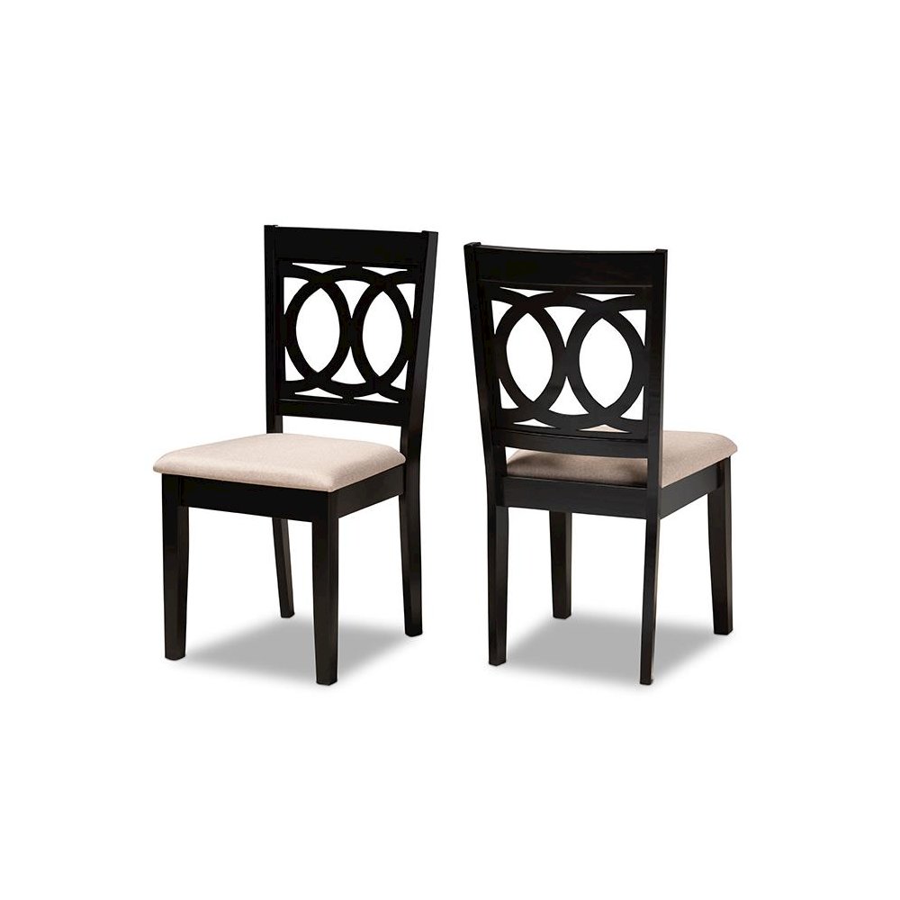 Fabric Upholstered Espresso Brown Finished Wood 2-Piece Dining Chair Set Set