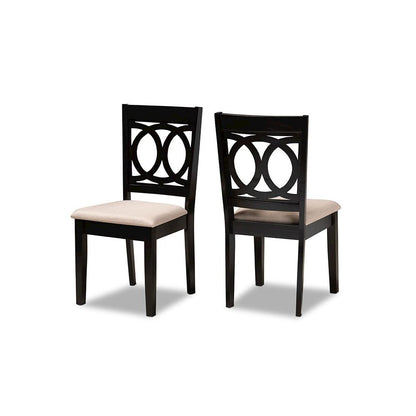 Fabric Upholstered Espresso Brown Finished Wood 2-Piece Dining Chair Set Set
