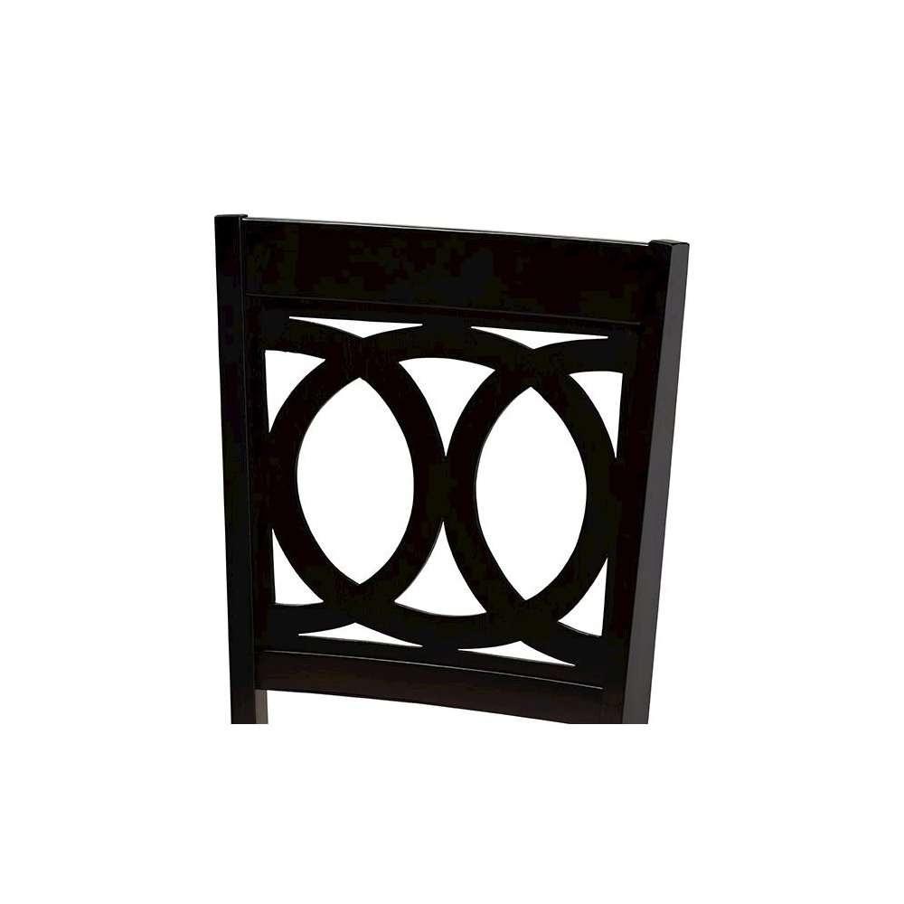 Sand Fabric Upholstered and Dark Brown Finished Wood 7-Piece Dining Set