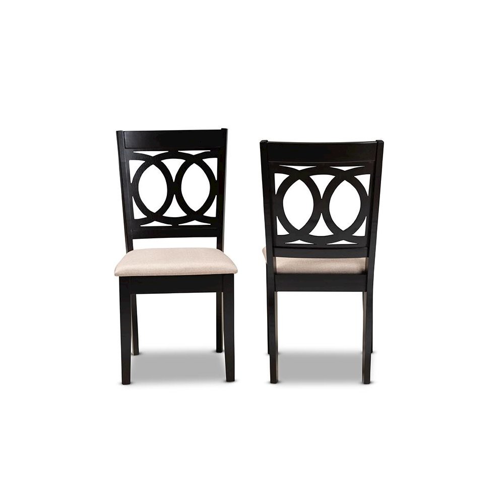 Fabric Upholstered Espresso Brown Finished Wood 2-Piece Dining Chair Set Set