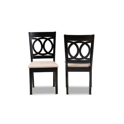 Fabric Upholstered Espresso Brown Finished Wood 2-Piece Dining Chair Set Set