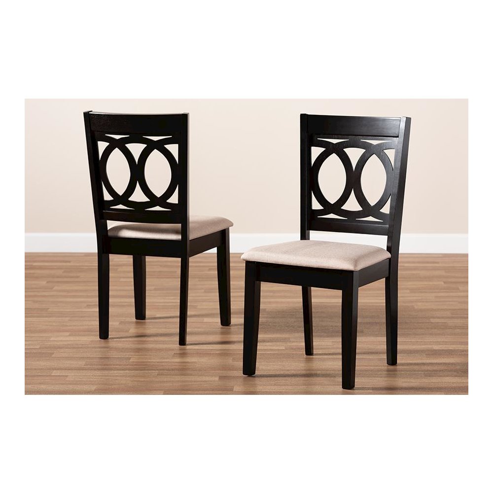 Fabric Upholstered Espresso Brown Finished Wood 2-Piece Dining Chair Set Set