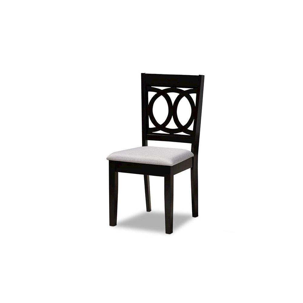 Grey Fabric Upholstered Espresso Brown Finished Wood 7-Piece Dining Set