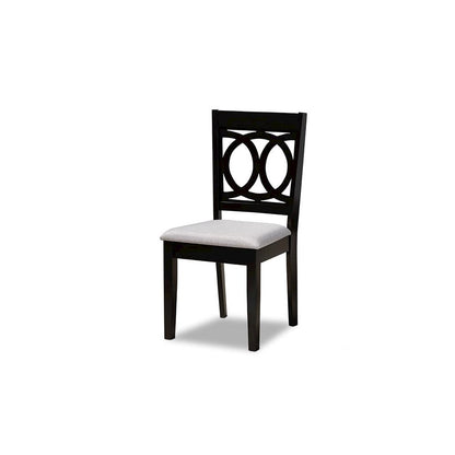 Grey Fabric Upholstered Espresso Brown Finished Wood 7-Piece Dining Set