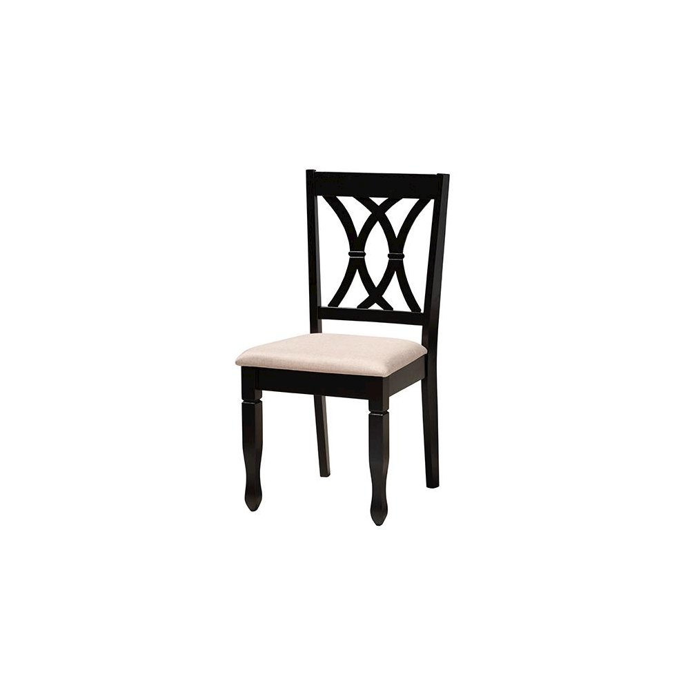 Maya Modern Beige Fabric and Espresso Brown Finished Wood 7-Piece Dining Set