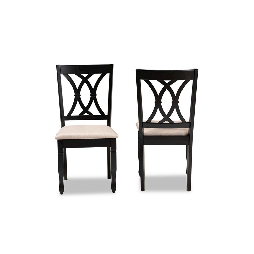 Fabric Upholstered Espresso Brown Finished Wood 2-Piece Dining Chair Set Set