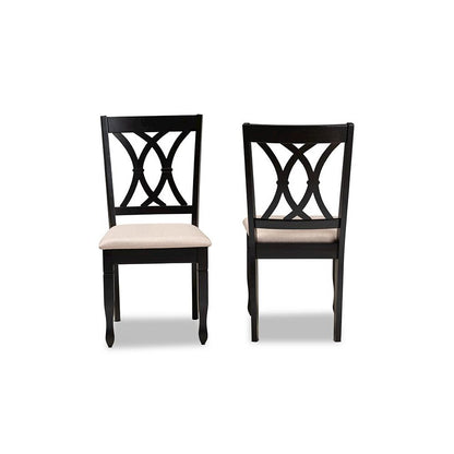 Fabric Upholstered Espresso Brown Finished Wood 2-Piece Dining Chair Set Set