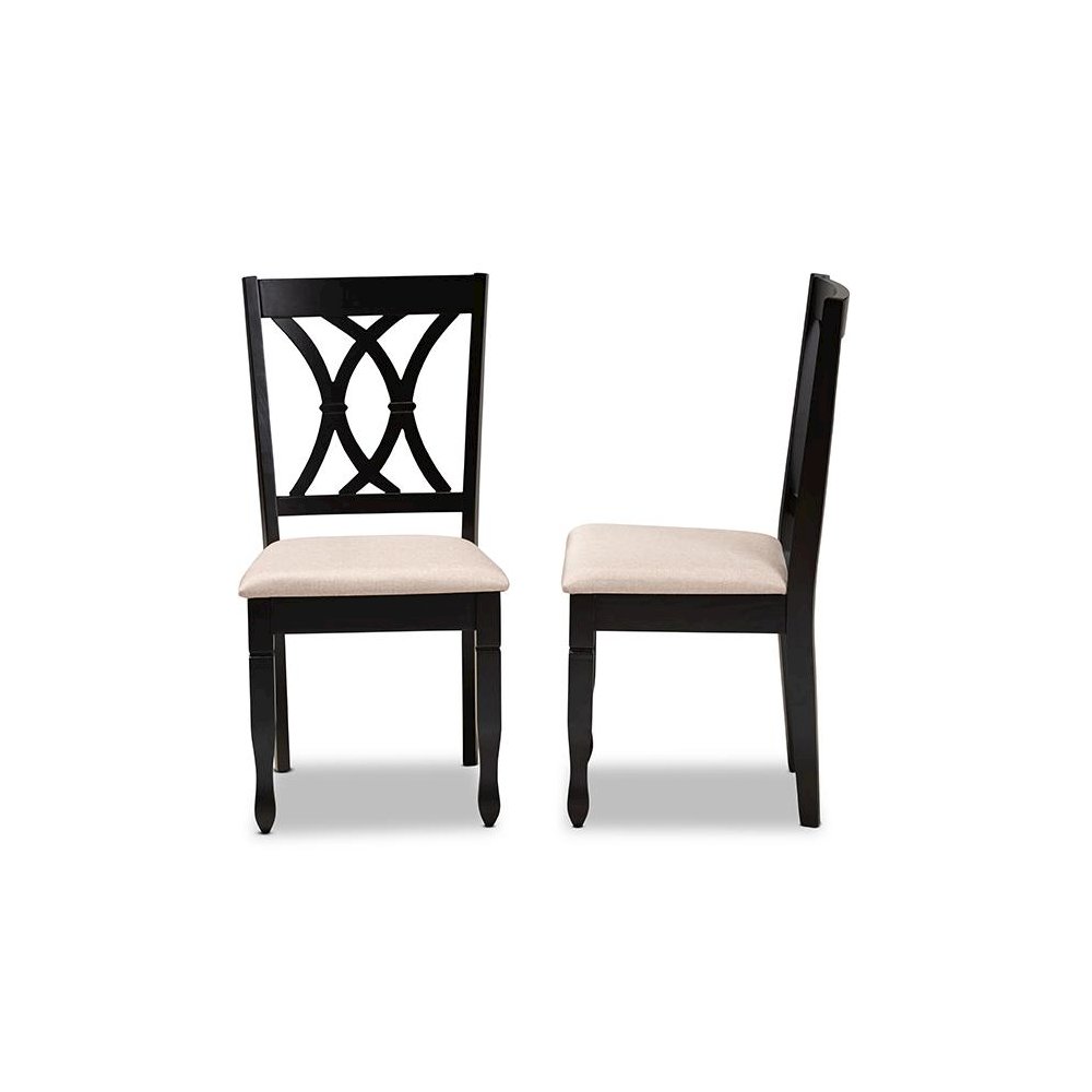 Fabric Upholstered Espresso Brown Finished Wood 2-Piece Dining Chair Set Set