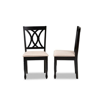 Fabric Upholstered Espresso Brown Finished Wood 2-Piece Dining Chair Set Set