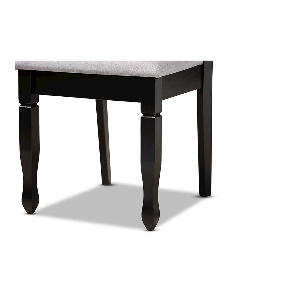 Grey Fabric Upholstered Espresso Brown Finished Wood 7-Piece Dining Set