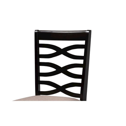 Sand Fabric Upholstered Dark Brown Finished Wood 7-Piece Dining Set
